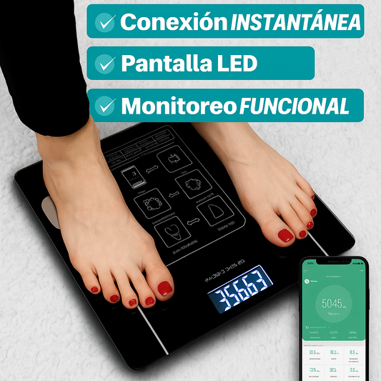 BASCULA INTELIGENTE BLUETOOTH ¡OFERTA POR TIEMPO LIMITADO!